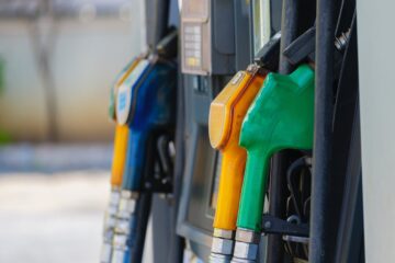 gasoline pumps in close up photography
