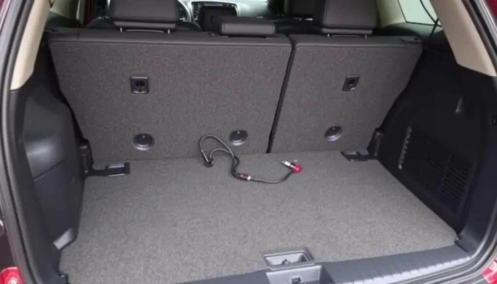 Accessing the emergency fuel door release in a Dodge Durango trunk Accessing the emergency fuel door release in a Dodge Durango trunk