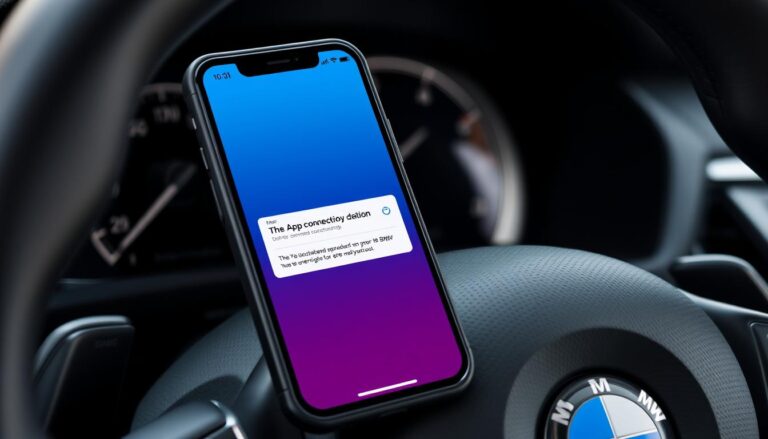 BMW app not working on smartphone screen showing connection error