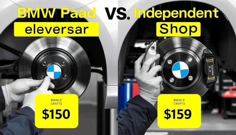 BMW brake pad replacement cost comparison between dealership and independent shop