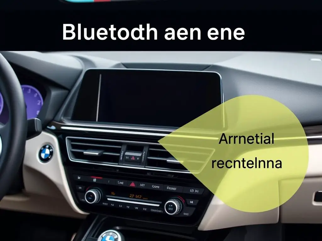 BMW center console showing approximate Bluetooth antenna location