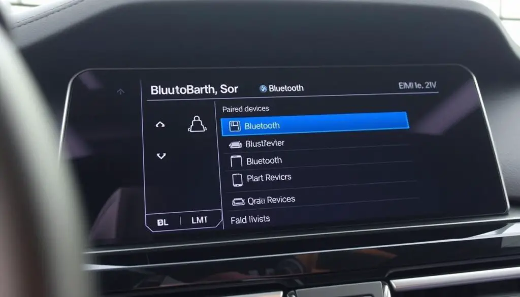 BMW iDrive screen showing Bluetooth device management menu