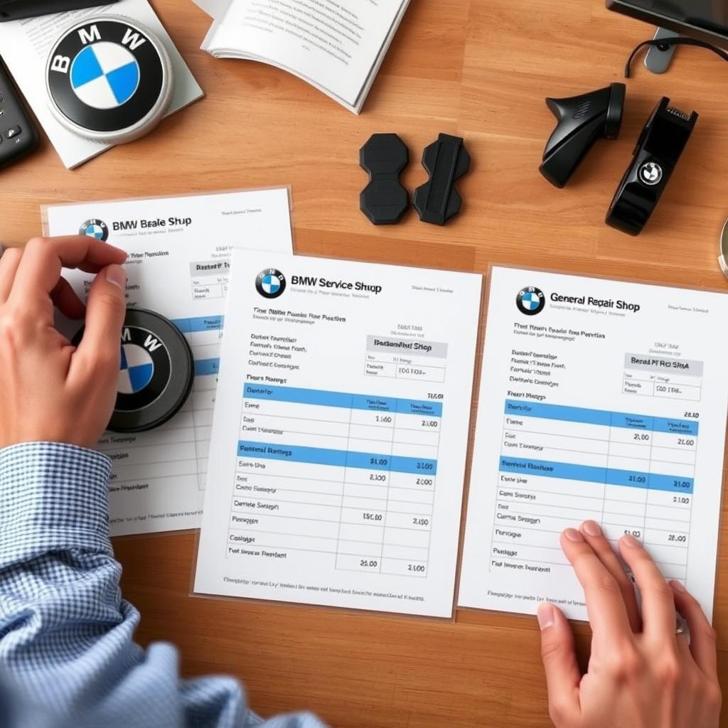 Comparing BMW brake service quotes from different shops