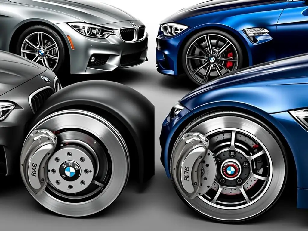 Different BMW models showing various brake systems