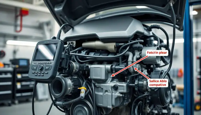 Hyundai engine with visible Hyundai engine problems highlighted