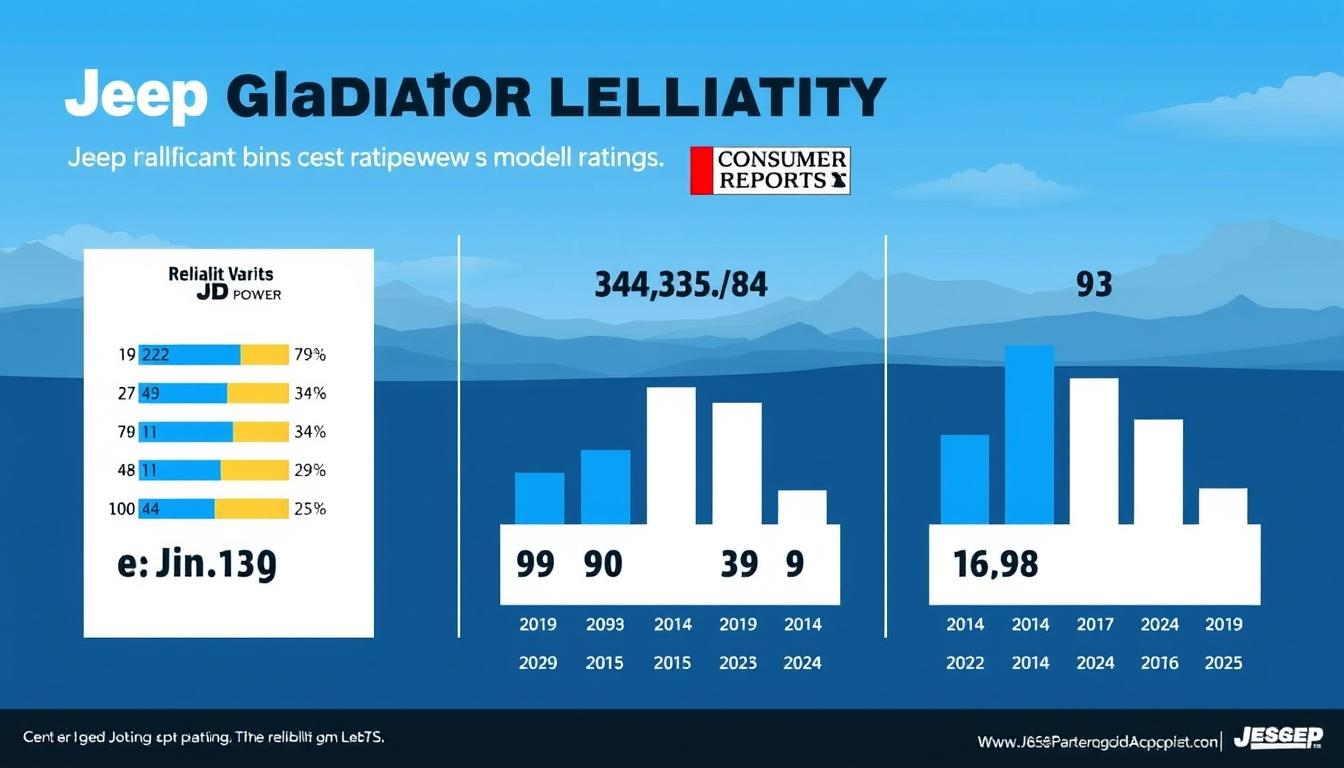 Jeep Gladiator reliability ratings chart showing JD Power and Consumer Reports scores