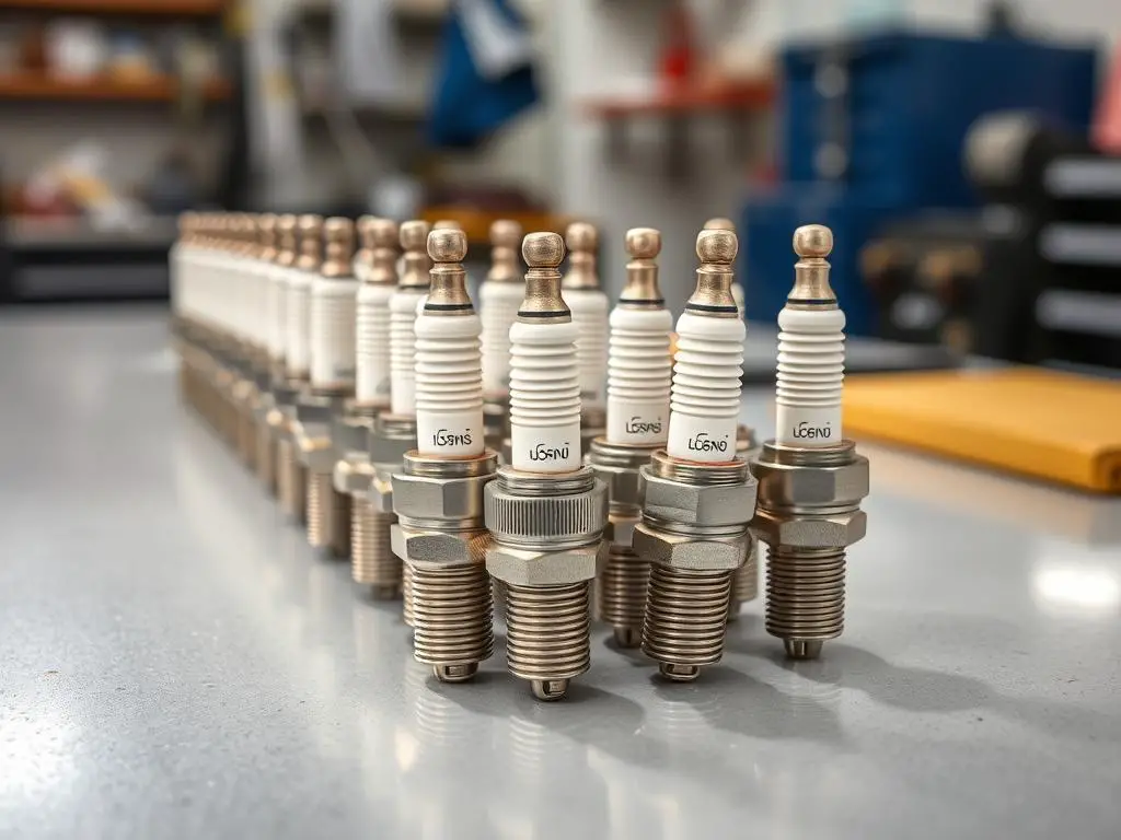 New spark plugs ready for installation after removing carbon fouled ones New spark plugs ready for installation after removing carbon fouled ones