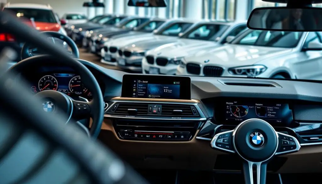 Various BMW models showing different generations of iDrive systems