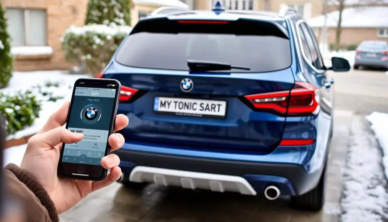 BMW X3 with remote start being activated via smartphone app