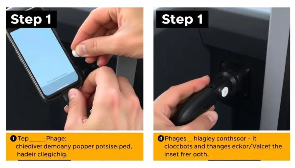 Demonstration of plugging a device into the cigarette lighter in Tesla Model Y