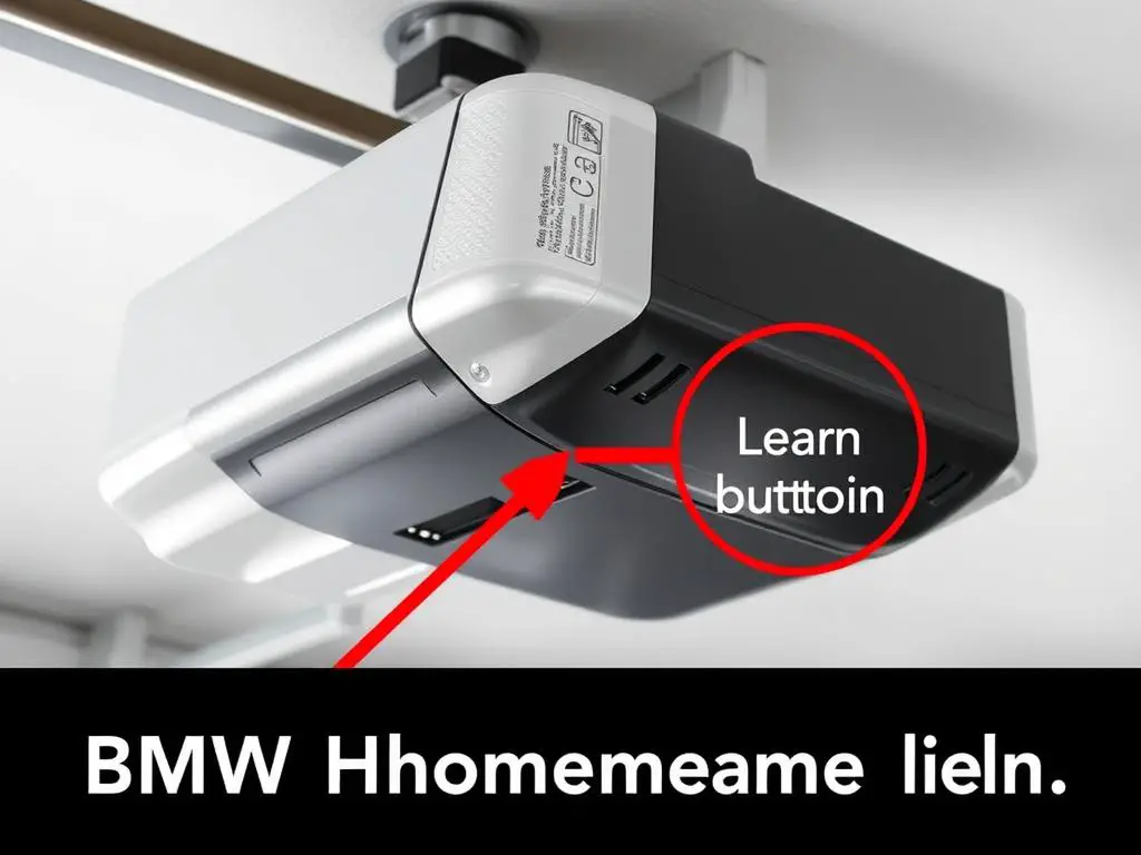 Garage door opener motor unit with Learn button highlighted Garage door opener motor unit with Learn button highlighted
