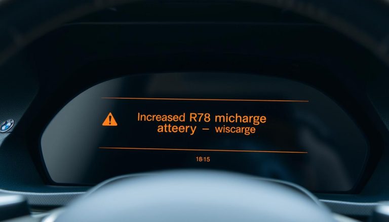 BMW dashboard showing increased battery discharge warning message
