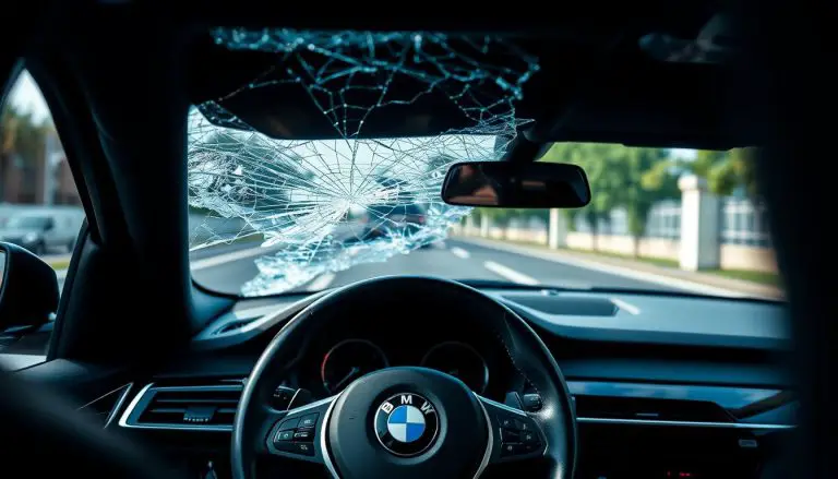 BMW with cracked windshield requiring replacement