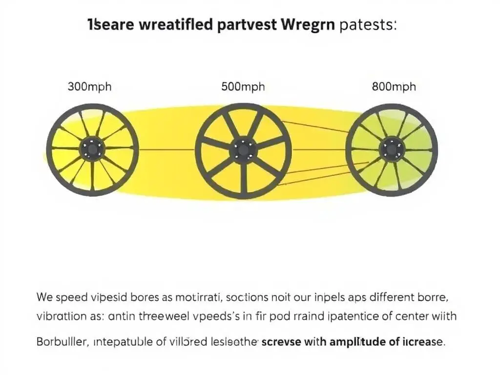 Comparison of wheel vibration patterns at different speeds with incorrect center bore Comparison of wheel vibration patterns at different speeds with incorrect center bore