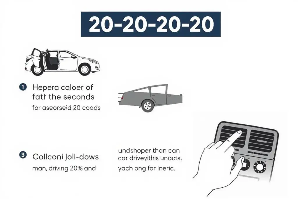 Diagram showing the 20-20-20 cooling method for hot cars Diagram showing the 20-20-20 cooling method for hot cars