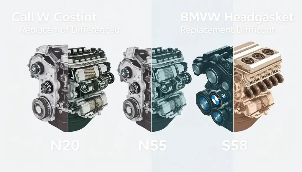 Different BMW engine types showing varying complexity Different BMW engine types showing varying complexity