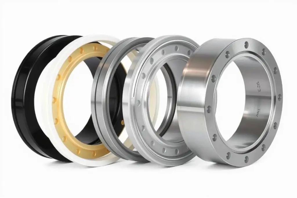 Different types of hub-centric rings made of various materials Different types of hub-centric rings made of various materials