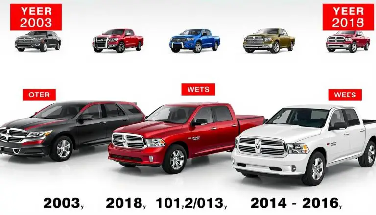 Dodge Ram 1500 years to avoid with model years 2003, 2010-2013, 2014, 2015, and 2016 highlighted in red
