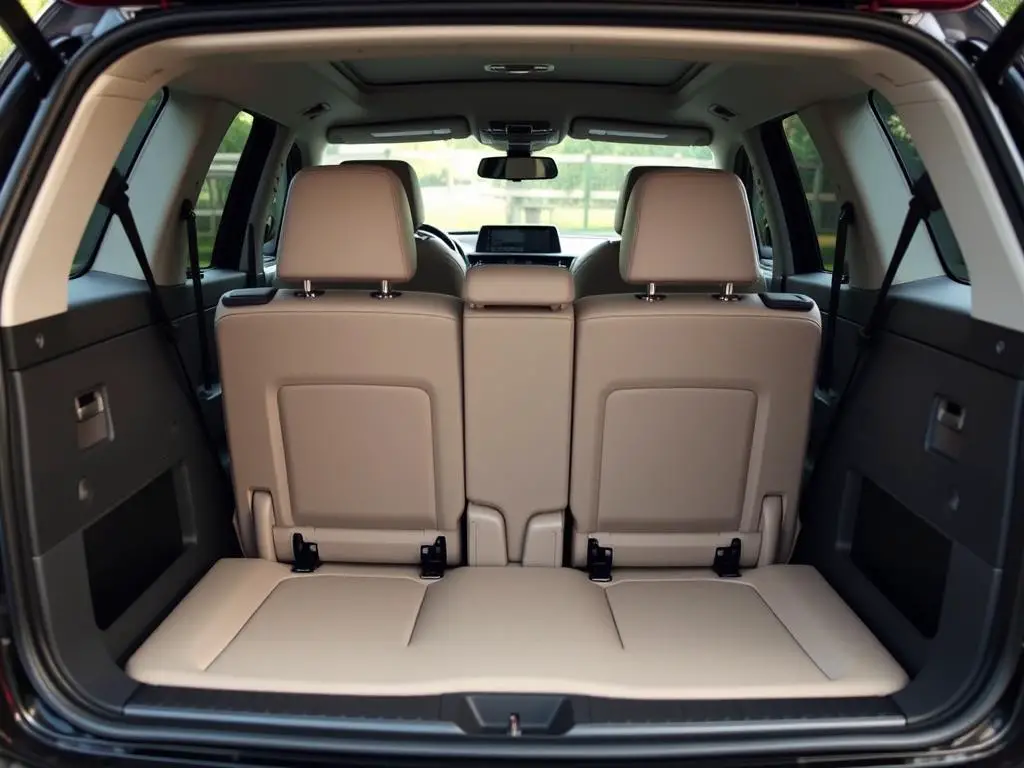 E70 BMW X5 third row seating showing compact design