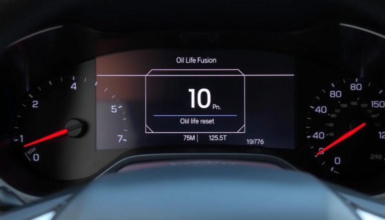 Ford Fusion dashboard showing oil life indicator that needs reset