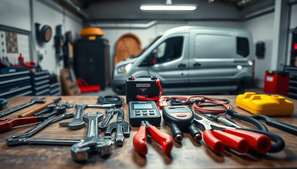 Ford Transit battery maintenance tools