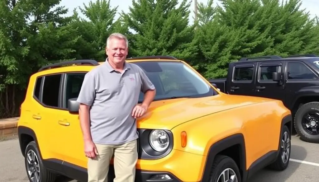 Happy owner with a reliable Jeep Renegade model