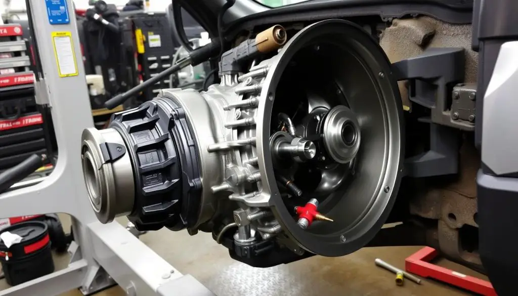 Jeep Compass CVT transmission being repaired