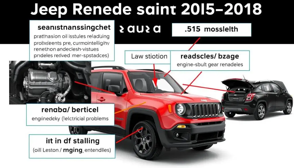 Jeep Renegade with multiple common problems illustrated