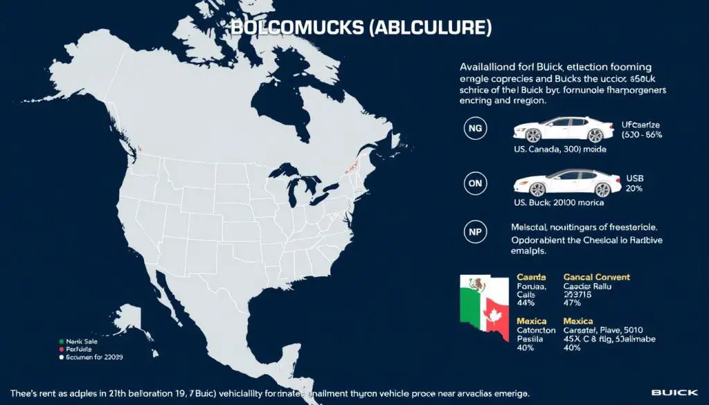 Map showing Buick's hybrid vehicle availability across North American markets Map showing Buick's hybrid vehicle availability across North American markets