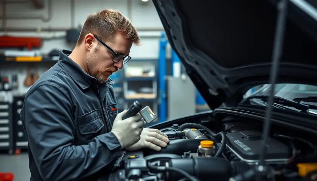 Mechanic inspecting a Dodge Durango engine for common problems Mechanic inspecting a Dodge Durango engine for common problems