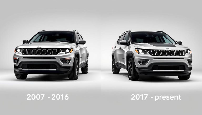 Two generations of Jeep Compass side by side showing design evolution