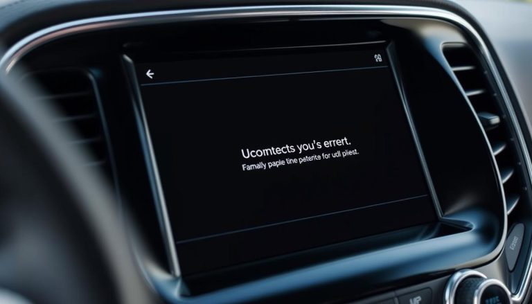 Uconnect system showing error screen in vehicle dashboard