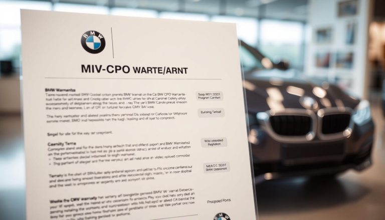 BMW CPO warranty certificate with vehicle in background