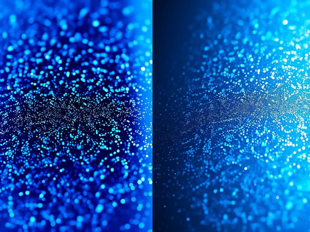Close-up comparison of BMW Metallic Blue paint showing its distinctive flake pattern and depth compared to competitor blue metallic paints