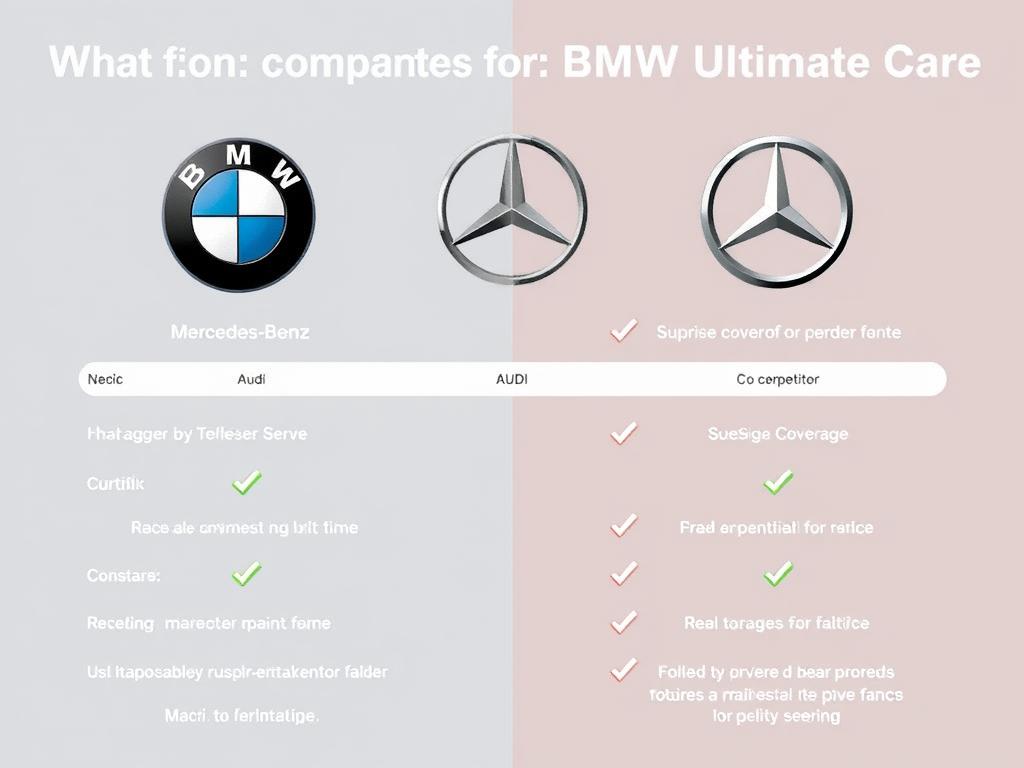 Comparison of luxury vehicle maintenance programs showing BMW Ultimate Care advantages