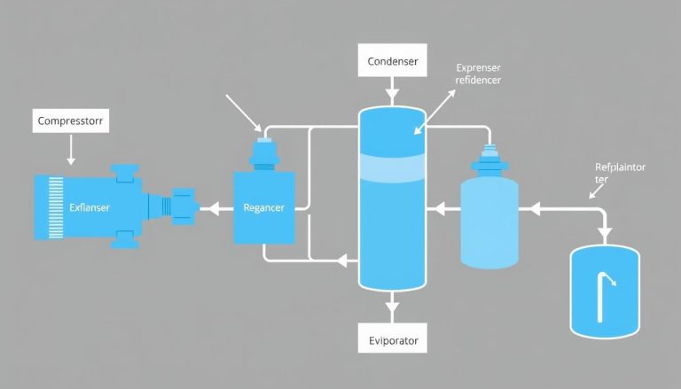 Diagram showing how coolant affects AC system with refrigerant flow through components