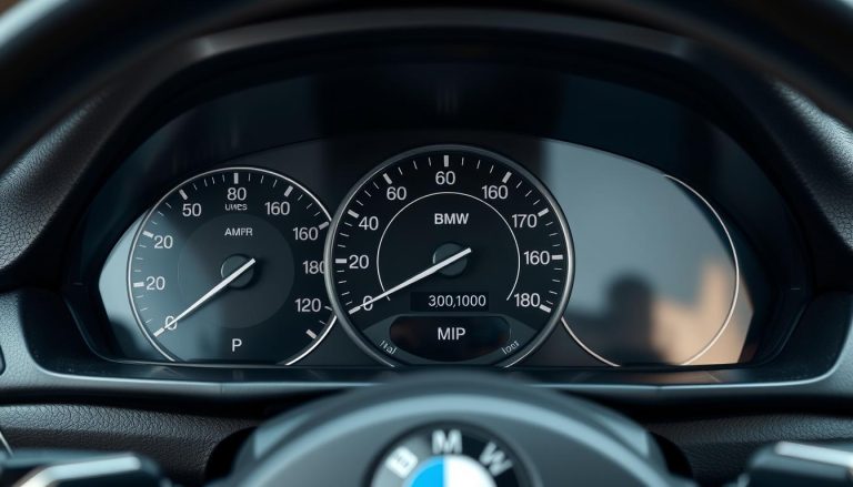 High-mileage BMW odometer showing over 200,000 miles