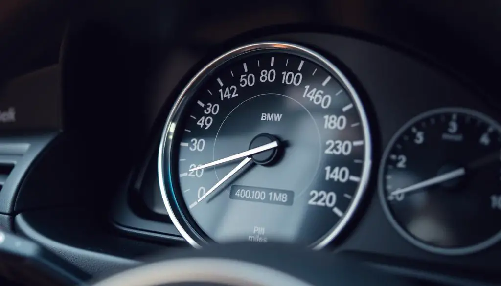 High-mileage BMW with odometer showing over 300,000 miles High-mileage BMW with odometer showing over 300,000 miles