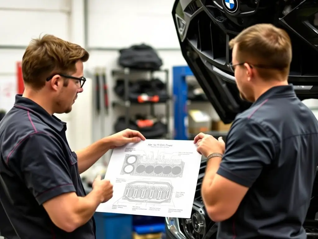 Mechanic answering questions about BMW oil pan gasket replacement