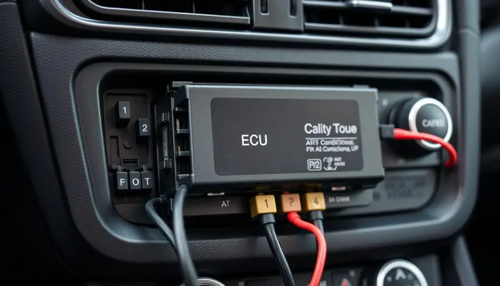 Modern car ECU system managing AC and engine functions Modern car ECU system managing AC and engine functions