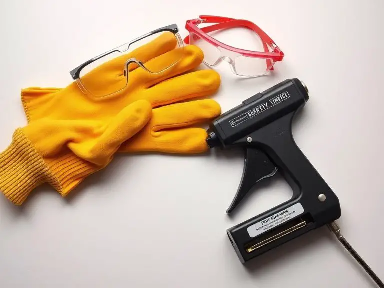 Safety equipment for unjamming a staple gun including gloves and safety glasses