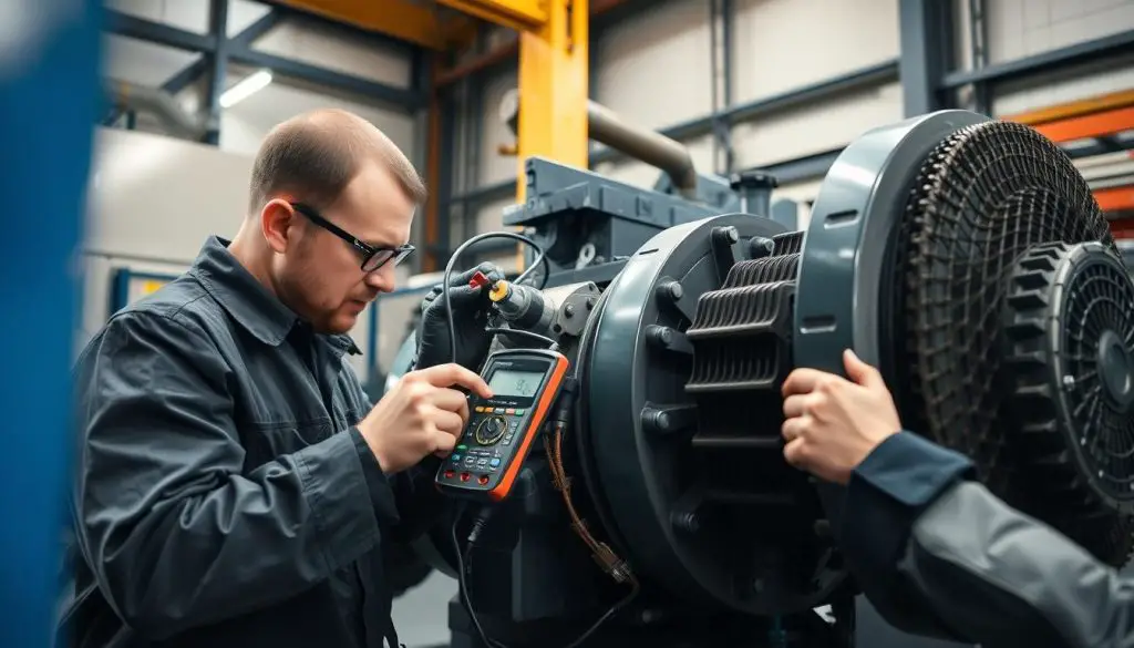 Technician performing preventive maintenance on an electric motor Technician performing preventive maintenance on an electric motor