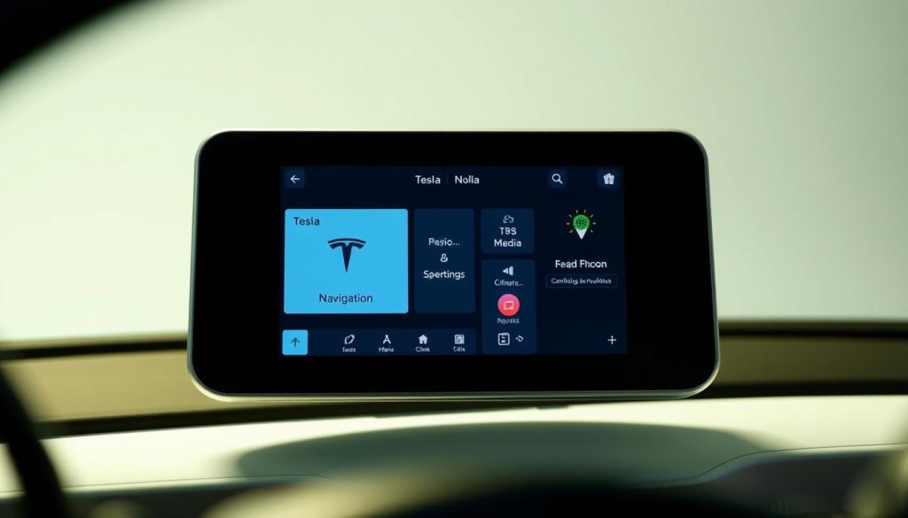 Tesla touchscreen interface Tesla touchscreen interface