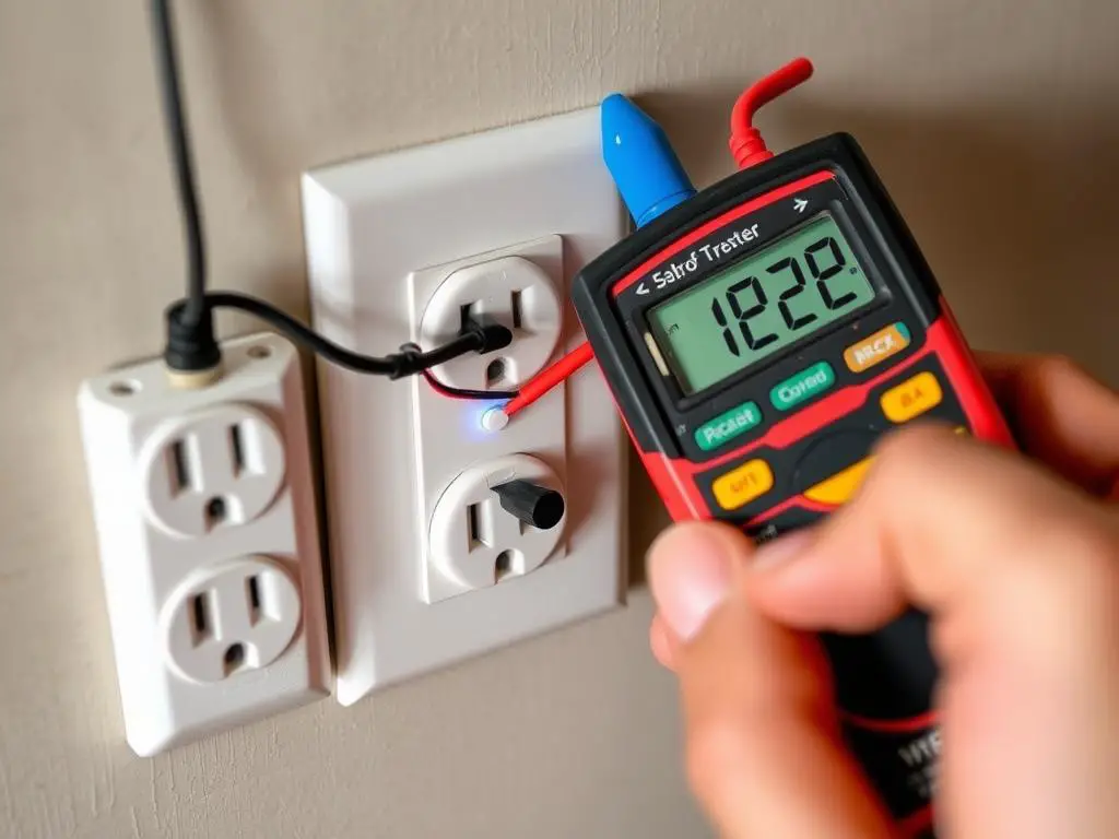 Testing a newly installed 110V outlet with a receptacle tester Testing a newly installed 110V outlet with a receptacle tester