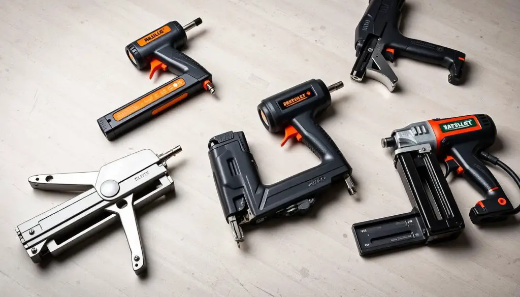 Various professional-grade staple guns for different applications Various professional-grade staple guns for different applications