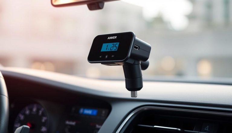 Anker Roav SmartCharge F3 Bluetooth FM Transmitter mounted in car dashboard