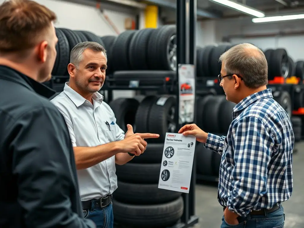 Automotive expert explaining tire inflation options Automotive expert explaining tire inflation options
