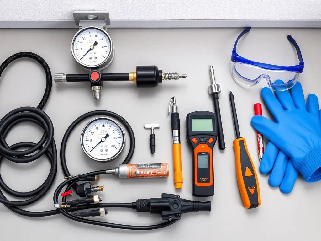 DIY AC maintenance tools laid out DIY AC maintenance tools laid out