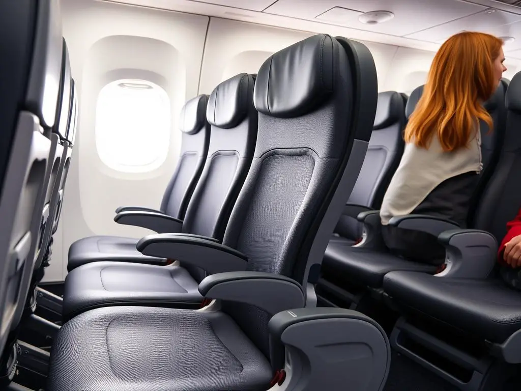 Exit row seats on a Boeing 737-800 showing the substantial extra legroom available in these premium economy positions Exit row seats on a Boeing 737-800 showing the substantial extra legroom available in these premium economy positions
