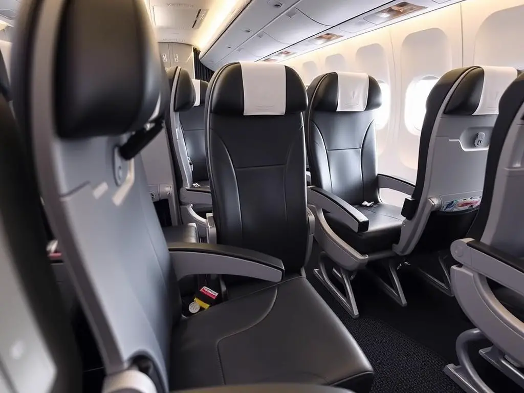Exit row seats showing extra legroom in economy class on A350-900 Exit row seats showing extra legroom in economy class on A350-900